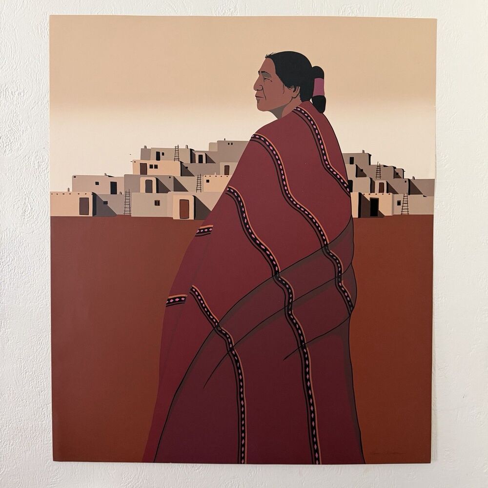 Kim Means Pueblo Lady Hand Signed Numbered 149/200 Art Print Large 35x30”